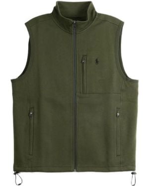Polo Ralph Lauren Sleeveless Double Knit Full Zip Mockneck Vest - Green