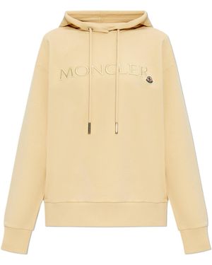Moncler Logo Embroidered Drawstring Hoodie - Natural