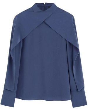 JOSEPH Bailie Layered Silk Crepe De Chine Blouse - Blue
