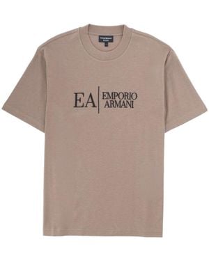 Emporio Armani Logo Embroidered T-Shirt - Grey