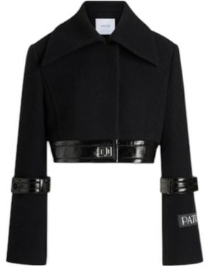Patou Patent-Trimmed Wool Jacket - Black