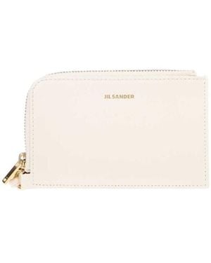 Jil Sander Logo Embossed Zipped Cardholder - Natural