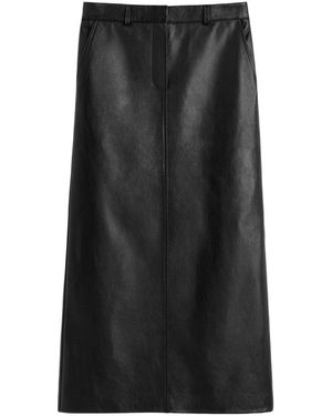 TOTEME Grained-Leather Straight Maxi Skirt - Black