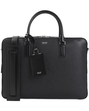 Tom Ford Elliot Logo Stamp Briefcase - Black