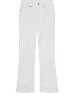 FRAME High-Waisted Flared Casual Pants - White