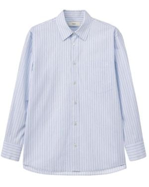 DUNST Striped Button-Up Shirt - Blue