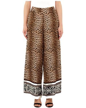 Liu Jo Leopard Print Border Trousers - Brown