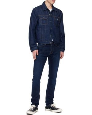 Nudie Jeans Lapel Long-Sleeved Denim Jacket - Blue