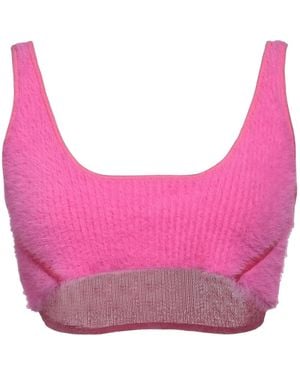 Jacquemus Minimalist Sleeveless Knit Cropped Top - Pink