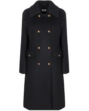P.A.R.O.S.H. Double Breasted Long Sleeved Coat - Black