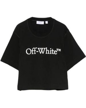 Off-White c/o Virgil Abloh Logo-Print Cropped T-Shirt - Black