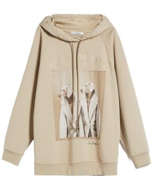 Max Mara Pattern Letters Embroidered Hooded Hooded Hoodie - Natural