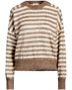 Brunello Cucinelli Fashion Minimalist Striped Knit Jumper - Natural