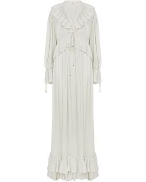 Chloé Twill Long Pleated Dress - White