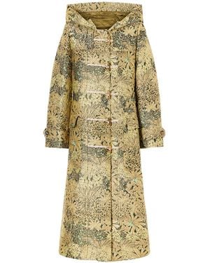 Dries Van Noten Jacquard Duffle Coat - Natural