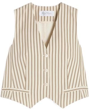 Max Mara Mxmfauno Pinstriped Waistcoat - Natural