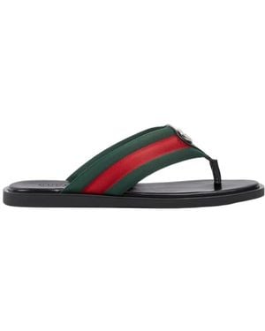 Gucci Incrocio Gg Web Flip-Flops Slides - Multicolor