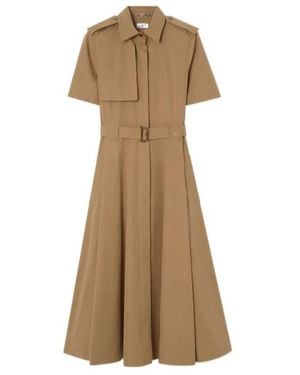 Burberry Short Sleeved Belted Shirt Dress - Natural