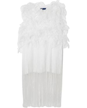 Sharon Wauchob Ros Feather-Embellished Fringed Silk-Tulle Mini Dress - White