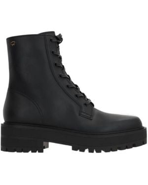 Gianvito Rossi Embroidered-Logo Leather Boots - Black
