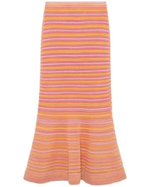 Jonathan Simkhai Striped Midi Skirt - Pink