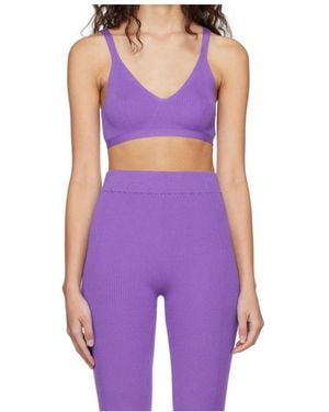 REMAIN Birger Ribbed Knitted French Bra - Purple
