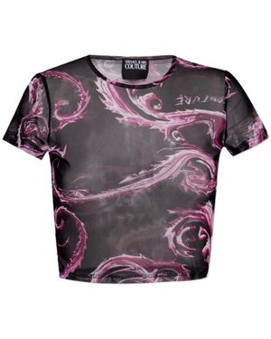 Versace Jeans Couture Barocco-Print Crop Top - Purple
