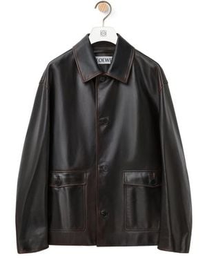 Loewe Button Fastened Leather Jacket - Black