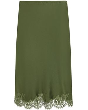 Saint Laurent Jupe Lace Hem Skirt - Green