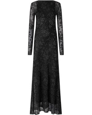 Pinko Openwork Long-Sleeve Dress - Black