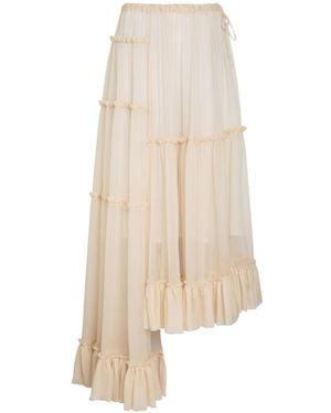 Dries Van Noten Sunia Asymmetric Silk-Georgette Maxi Skirt - White