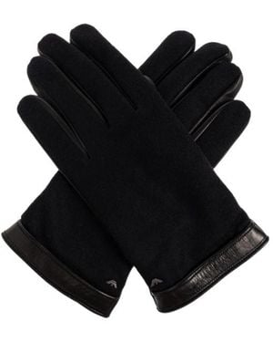 Emporio Armani Leather-Trimmed Wool Gloves - Black