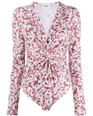 Isabel Marant Abstract-Print Bodysuit - Pink