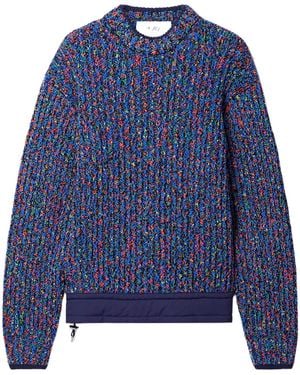 Aztech Mountain Shell-Trimmed Ribbed-Knit Jumper - Blue