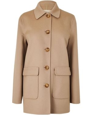 Valentino Short Lapel Wool Coat - Natural