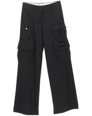 Off-White c/o Virgil Abloh Logo Detailed Wide Leg Trousers - Grey
