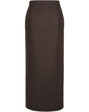 Max Mara Press-Stud-Detail Midi Skirt - Brown