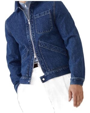 Brunello Cucinelli Zip-Fastening Patch-Pocket Denim Jacket - Blue