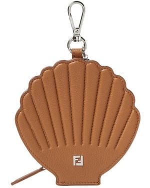 Fendi Ff Plaque Shell Shaped Charm - Brown