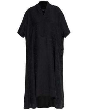 Balenciaga V-Neck Midi Dress - Black