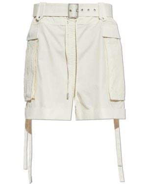 McQueen Belted Cargo Shorts - White