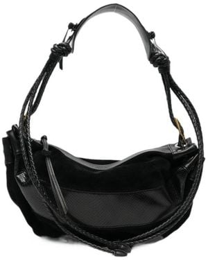 Isabel Marant Medium Maia Braided-Strap Paneled Shoulder Bag - Black