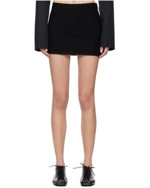 Rier Walker Side-Slit Wool Mini Skirt - Black