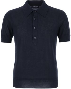 Tom Ford Button Polo - Blue