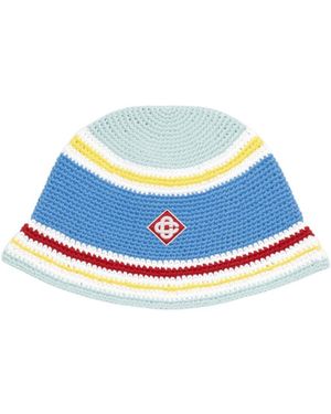 CASABLANCA Stripe Crochet Hat - Blue