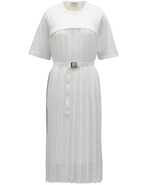 Moncler Logo-Patch Belted Midi Dress - White