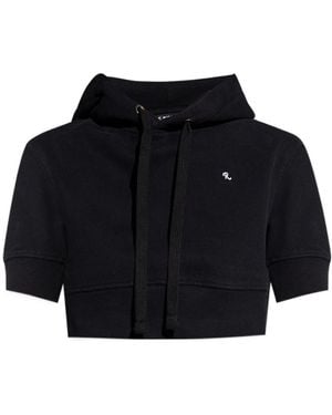 Raf Simons Cropped Short-Sleeve Hoodie - Black
