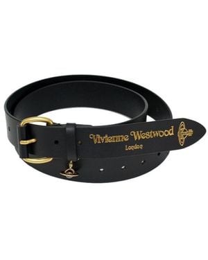 Vivienne Westwood Wide Alex Charm Leather Belt - Black