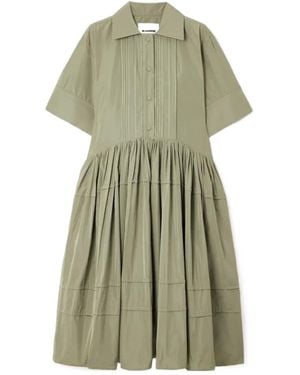 Jil Sander Pleated Shirt Dress - Green