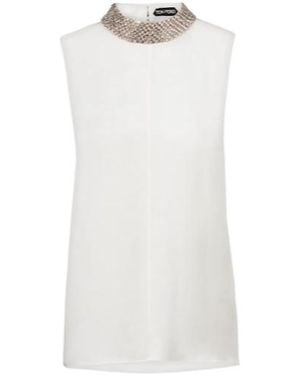 Tom Ford Embellished Silk Satin Top - White